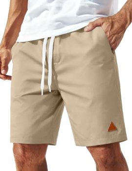 COOFANDY Mens Casual Shorts Summer Drawstring Chino Short 9 Inch Inseam Stretch