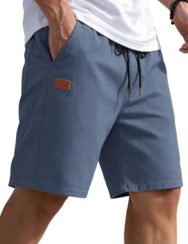 COOFANDY Men’s Casual Shorts 9″ Elastic Waist Drawstring Beach Shorts with Pocke