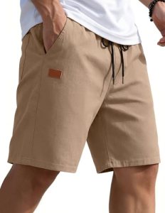 COOFANDY Men’s Casual Shorts Elastic Waist Drawstring Lightweight Beach Shorts