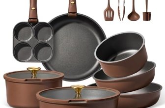 CAROTE 21pcs Pots and Pans Set, Nonstick Cookware Set Detachable Handle, Inducti
