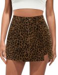 luvamia High Waisted Skorts for Woman Leopard Cheetah Print Mini Side Slit Skirt