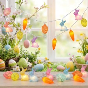 Multicolored Rabbit Cracked Egg and Carrot String Lights