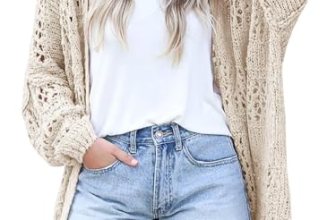 WIFFGO Womens Summer Crochet Lightweight Cardigan Sweaters Boho Kimono Long Slee