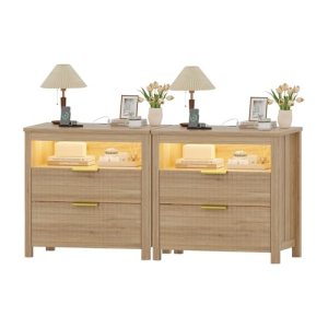 WOOVIVS End Table Set of 2 with Gun Drawer