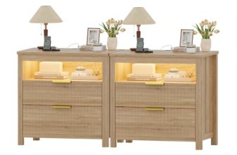 WOOVIVS End Table Set of 2 with Gun Drawer