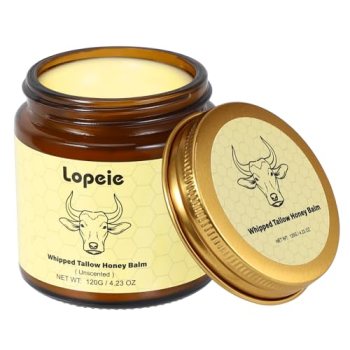 Lopeie Beef Tallow for Skin – Organic Grass Fed Whipped Moisturizer with Honey B