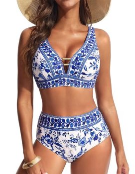 Hanna Nikole Womens Swim Suits for Women 2026 High Waisted Bikini Sets Floral Pr
