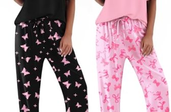 Ekouaer Womens Pajama Sets Comfy Sleepwear Round Neck Top and Pants Pjs Matching