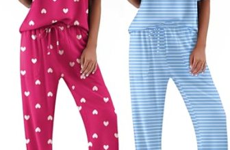 Ekouaer Womens Pajama Sets Summer Loungewear Scoopneck Night Shirts with Long Pa