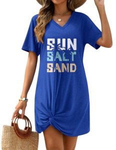 AI’MAGE Swimsuit Cover Ups for Women Short Sleeve Bathing Suit Coverup Casual Bi