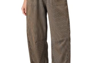 Dokotoo Women’s Striped Barrel Casual Pants Elastic Waist Casual 2026 Spring Cot