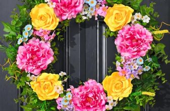 Livole Spring Wreaths for Front Door 24 Inch Large Spring Summer Door Wreath wit