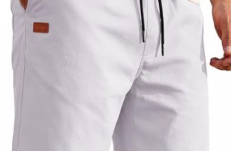 COOFANDY Men’s Cotton Shorts Casual Drawstring Elastic Waist Stretch 9 inch Chin