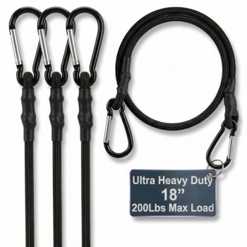 4 Pcs Heavy Duty Bungee Cords with Carabiner Hooks – 18″