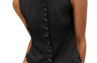 Saodimallsu Womens Sleeveless Sweater Vest Ruffle Button Down Knit Tank Top Summ