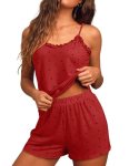 JUSTFASHIONNOW Cute Pajama Sets for Women Cami Shorts Two Piece Pajamas Set Matc