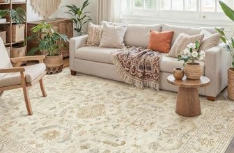 PureCozy 5×7 Beige Area Rug Vintage Washable Living Room Boho Carpet Non Slip Be
