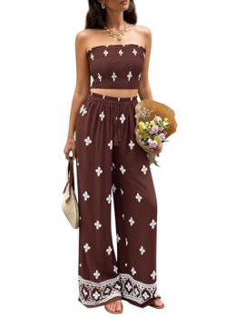 PRETTYGARDEN 2 Piece Sets for Women Summer 2026 Fashion Clothing Boho Tube Tops