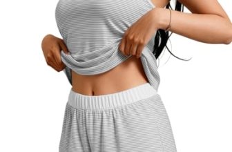 JUSTFASHIONNOW Womens Striped Tank Top Pajama Set 2 Piece Summer Cozy Cami and S