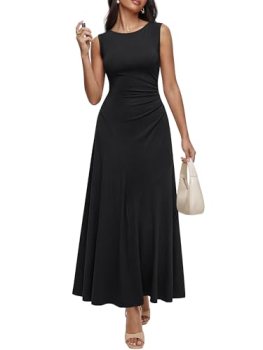 MASCOMODA Summer Casual Sleeveless Maxi Dresses for Women 2026 Spring Ruched A L