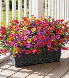 Ivydale Artificial Flowers for Outdoor 24 Bundles Fake Mums with Eucalyptus Leav