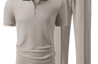 JMIERR Mens Summer Outfits 2 Piece Short Sleeve Sets Beach Quarter Zip Polo Shir