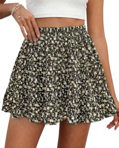 BTFBM Summer Skirts for Women 2026 Floral High Waist Shorts Underneath Boho Tier