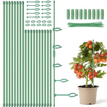 16inch & 12inch Plant Stakes, 18Pcs Adjustable Plant Support Stake Plant Sticks