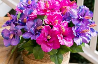 HyeFlora Artificial Hibiscus Flowers for Outdoors Faux Plant Spring Decor