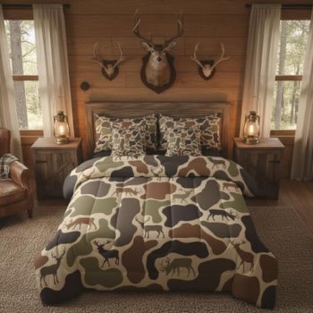 Erosebridal Camo Deer Comforter Set 7 Pcs Camouflage Hunting Deer Bedding Sets f