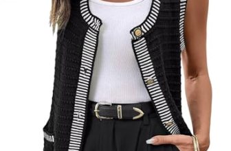 Dokotoo Womens Vest Black Cardigan for Women 2026 Casual Button Down Round Neck