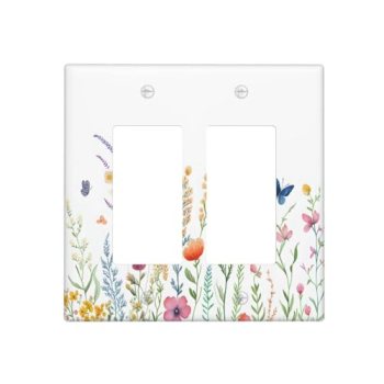 YGMMWP Decorative Outlet Covers Rustic Wildflower Colorful Floral Plant 2 Gang L