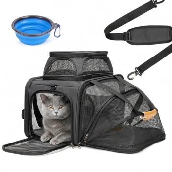 JUNGYOON Cat Carrier, Expandable Airline-Approved Soft-Sided Pet Travel Bag for