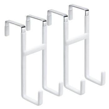 Dntorx Over Door Hook, 2 Pack Over Door Hanger with Dual Hook Heavy Duty White M