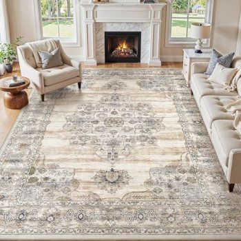 Jessibou Washable 8×10 Area Rug for Living Room & Dining Room