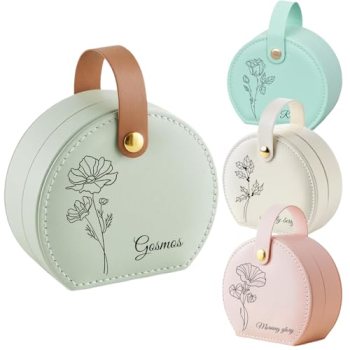 NYLGOXITK Personalized jewelry box with customized name and birth flower shape D