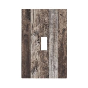 YGMMWP Decorative Light Switch Cover Plate Retro Grey Brown Wood Plank 1 Gang Si