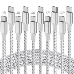 SwaggWood USB C to USB C Cable, 5-Pack [3/3/6/6/10FT] 60W USBC Fast Charging Cab