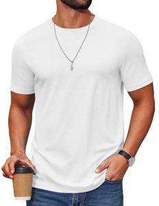 COOFANDY Plain White Tshirt Men Casual T Shirts Short Sleeve Crewneck Basic Dail
