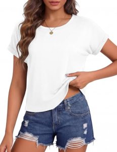 Totatuit Spring Tops for Women 2026 Rolled Sleeve Dressy Solid Tshirts Business