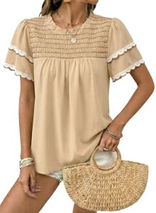 Dokotoo Peplum Tops for Women Trendy Crewneck Summer Tops Fashion Oversized Shor