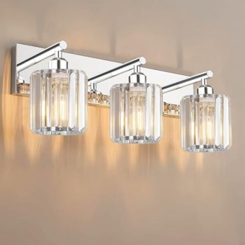 LKHF Brushed Chrome Crystal Bathroom Vanity Light