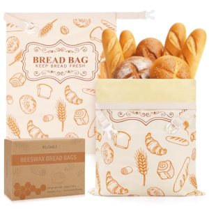 Homelove 2 Pack Beeswax Bread Bags for Sourdough Homemade Bread