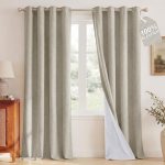 NICETOWN 100% Blackout Linen Curtains 96 inches Long