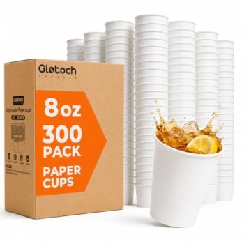 Glotoch 8oz Paper Party Cups Disposable Cups 300 Pack