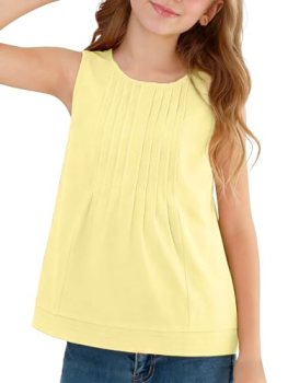 XMWEALTHY Girls Tops Cute Cummer Tank Tops Fashion Round Neck Peplum Tee Blouse