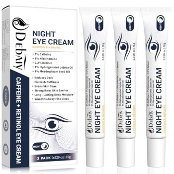 DEBAIY 3% Caffeine Eye Cream for Dark Circles Puffiness & Bags Under Eyes Night