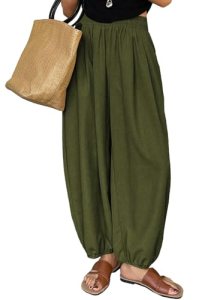 Astylish Womens Baggy Elastic Waisted Wide Leg Pants Casual Boho Barrel Dance Ha