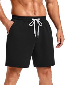 PINSPARK Men’s Casual Sweat Shorts 7″ Lightweight Cotton Blend Athletic Running