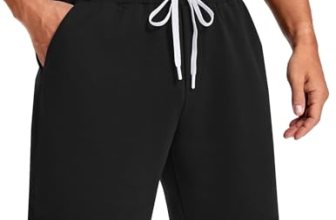 PINSPARK Men’s Casual Sweat Shorts 7″ Lightweight Cotton Blend Athletic Running